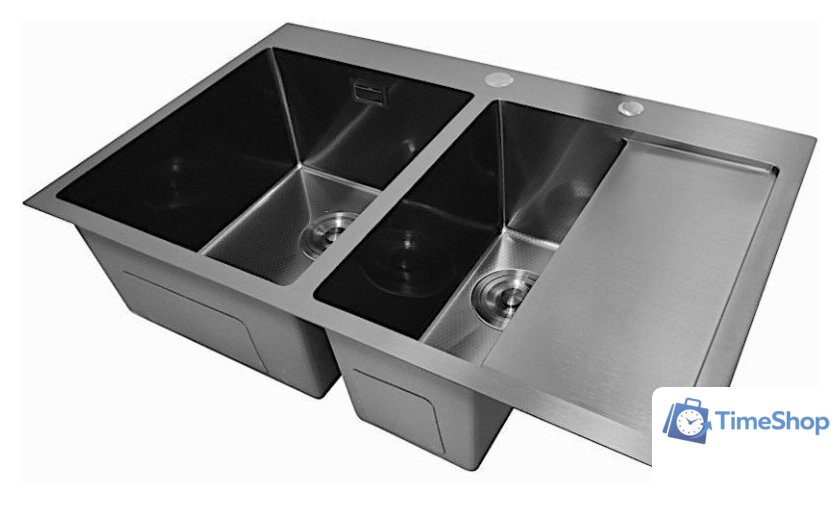 Кухонная мойка Stellar Decor S7850NB-2L-D (нано черный) - Изображение №6 — Интернет-магазин Time-Shop