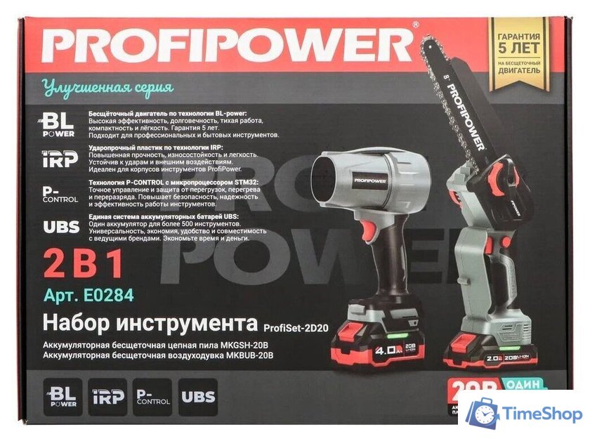  Profipower ProfiSet-2D20 (воздуходувка, цепная пила, 2 АКБ) - Изображение №3 — Интернет-магазин Time-Shop