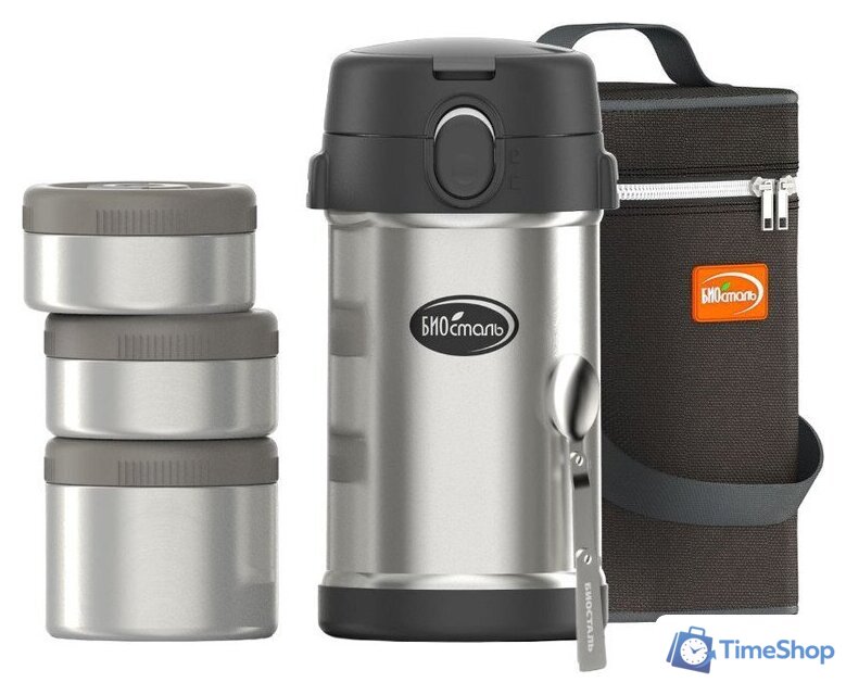 Термос для еды БИОСТАЛЬ NR-2100P 2.1л (серебристый) - Изображение №1 — Интернет-магазин Time-Shop