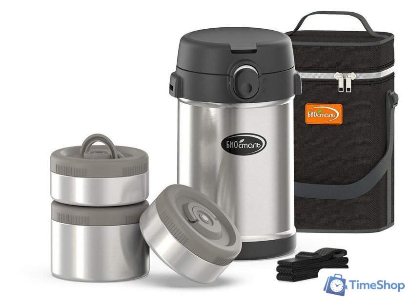 Термос для еды БИОСТАЛЬ NR-2100P 2.1л (серебристый) - Изображение №2 — Интернет-магазин Time-Shop