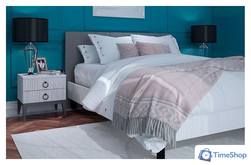 Тумба Ангстрем Хилтон спальня ХТ-302.03 (Д) исп.3 (Д1, белый премиум) - Изображение №3 — Интернет-магазин Time-Shop