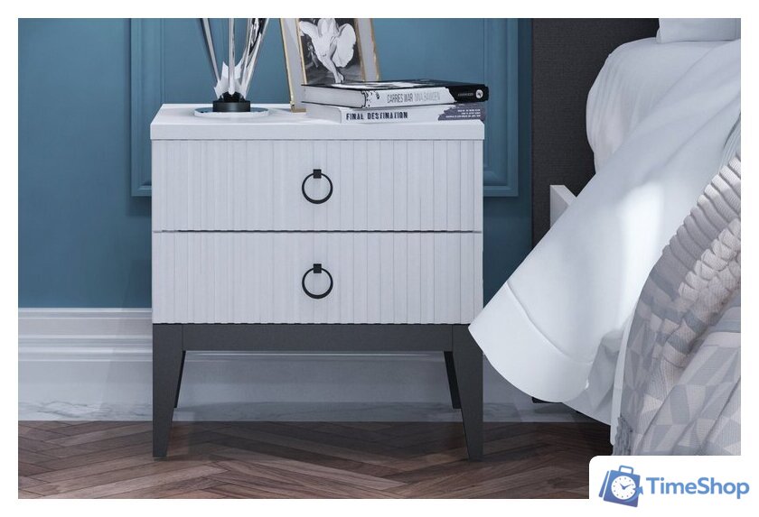 Тумба Ангстрем Хилтон спальня ХТ-302.03 (Д) исп.3 (Д1, белый премиум) - Изображение №4 — Интернет-магазин Time-Shop