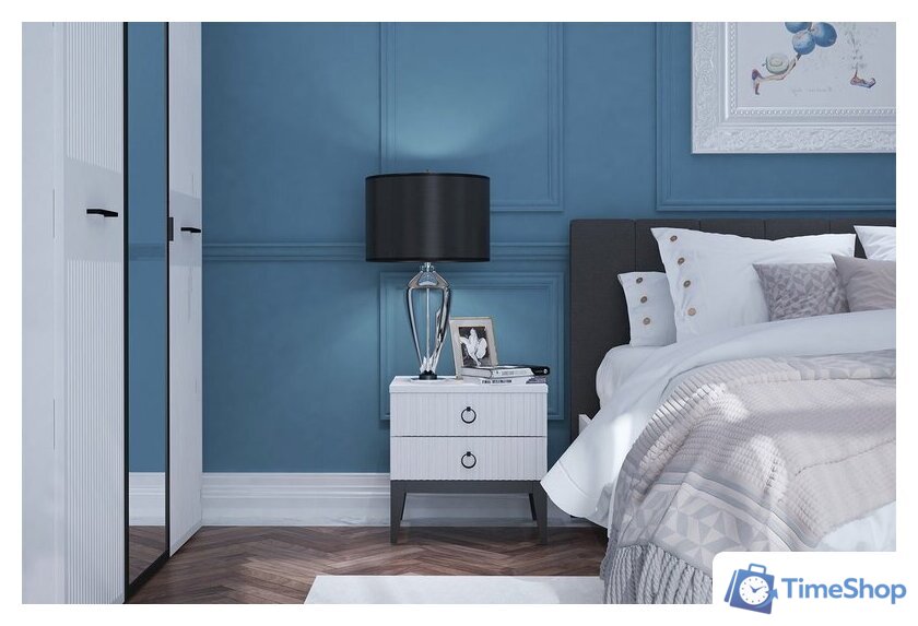 Тумба Ангстрем Хилтон спальня ХТ-302.03 (Д) исп.3 (Д1, белый премиум) - Изображение №2 — Интернет-магазин Time-Shop