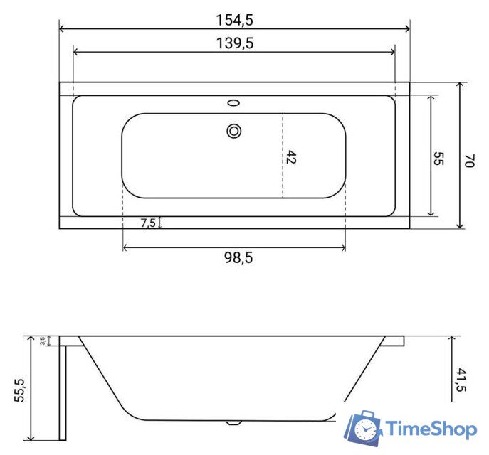 Ванна Lauter Oasis 155х70 21203055 (с ножками) - Изображение №31 — Интернет-магазин Time-Shop