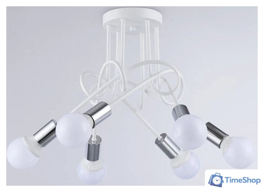Люстра средней высоты Ambrella light Traditional TR80417/5 WH/CH (белый/хром ) - Изображение №1 — Интернет-магазин Time-Shop