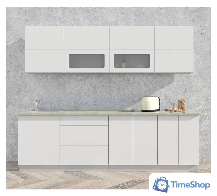 Готовая кухня Интерлиния Мила Матте 2.6 А (белый/белый/опал светлый) - Изображение №1 — Интернет-магазин Time-Shop