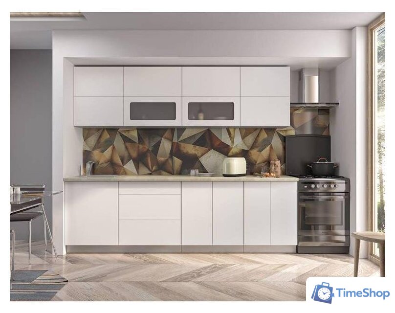 Готовая кухня Интерлиния Мила Матте 2.6 А (белый/белый/опал светлый) - Изображение №3 — Интернет-магазин Time-Shop