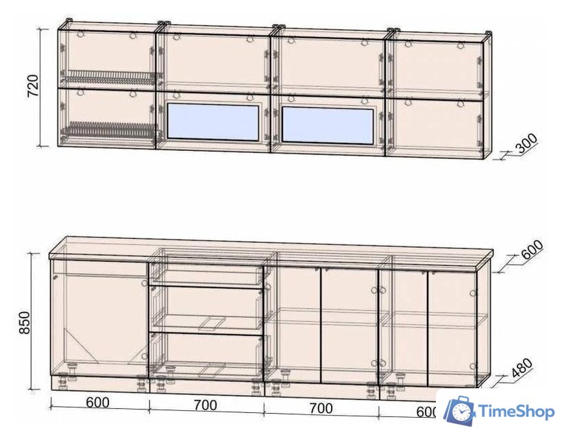 Готовая кухня Интерлиния Мила Матте 2.6 А (белый/белый/опал светлый) - Изображение №5 — Интернет-магазин Time-Shop