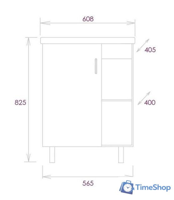  Onika Тумба под умывальник Тимбер 60.01 106115 - Изображение №3 — Интернет-магазин Time-Shop
