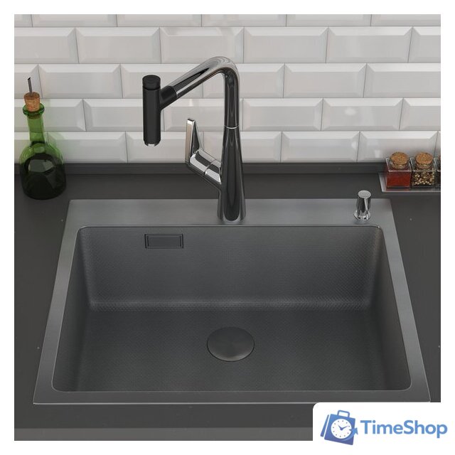 Кухонная мойка Roxen Snake 560220-60-BS PVD графит/текстурная поверхность (с коландером и дозатором) - Изображение №6 — Интернет-магазин Time-Shop