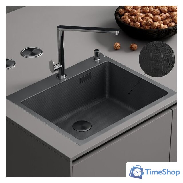 Кухонная мойка Roxen Snake 560220-60-BS PVD графит/текстурная поверхность (с коландером и дозатором) - Изображение №1 — Интернет-магазин Time-Shop