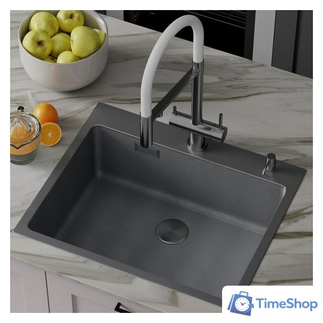 Кухонная мойка Roxen Snake 560220-60-BS PVD графит/текстурная поверхность (с коландером и дозатором) - Изображение №4 — Интернет-магазин Time-Shop