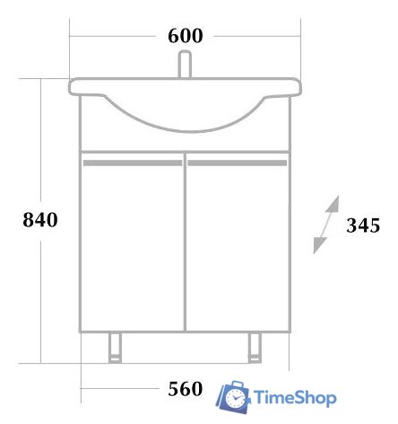  Onika Тумба под умывальник Селигер 60.10 (белый) [106006] - Изображение №3 — Интернет-магазин Time-Shop