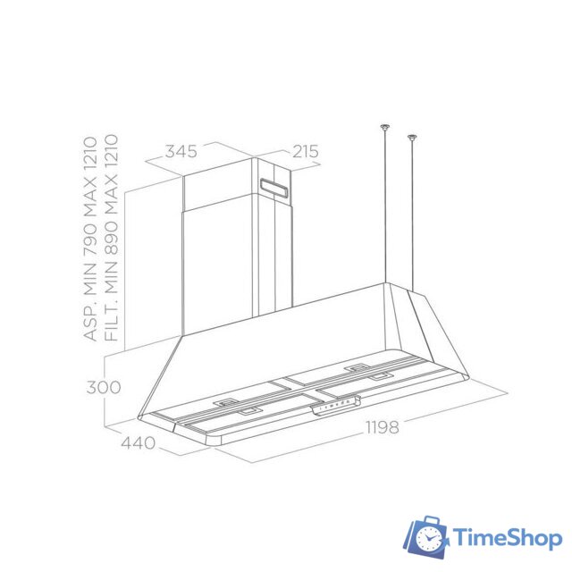 Кухонная вытяжка Elica Ikona Maxxi Pure BL MAT/F/120 - Изображение №2 — Интернет-магазин Time-Shop