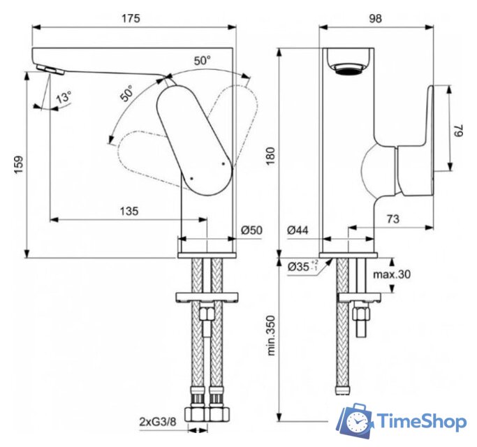 Смеситель Ideal Standard Cerafine BC555XG - Изображение №2 — Интернет-магазин Time-Shop