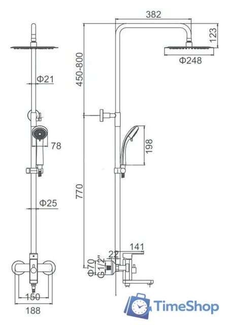 Душевая система  Wisent W72416 - Изображение №7 — Интернет-магазин Time-Shop