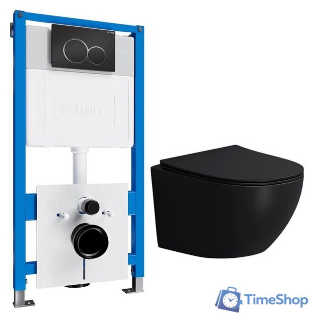 Унитаз подвесной Lauter Sulzdorf с микролифтом и кнопкой смыва 219704E (белый/черный) - Изображение №1 — Интернет-магазин Time-Shop