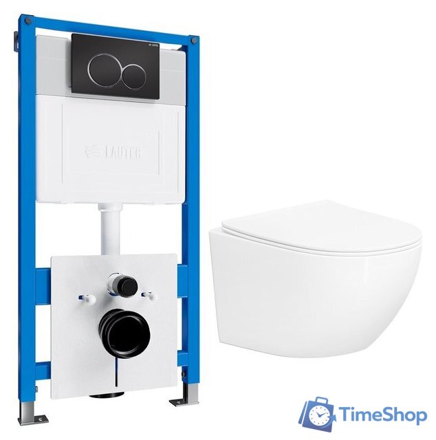 Унитаз подвесной Lauter Sulzdorf с микролифтом и кнопкой смыва 219704E (белый/черный) - Изображение №2 — Интернет-магазин Time-Shop