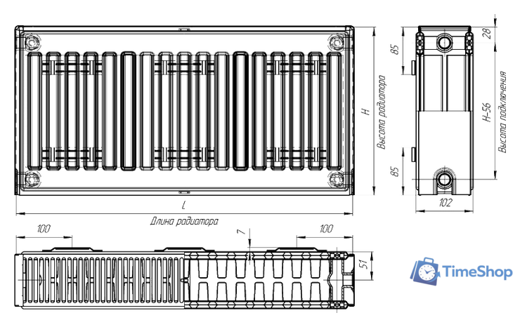 Стальной панельный радиатор Лидея ЛК 22-506 тип 22 500x600 - Изображение №5 — Интернет-магазин Time-Shop