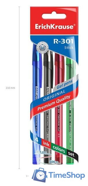 Набор гелевых ручек Erich Krause R-301 Original Gel Stick ассорти 45157 (4 шт) - Изображение №3 — Интернет-магазин Time-Shop