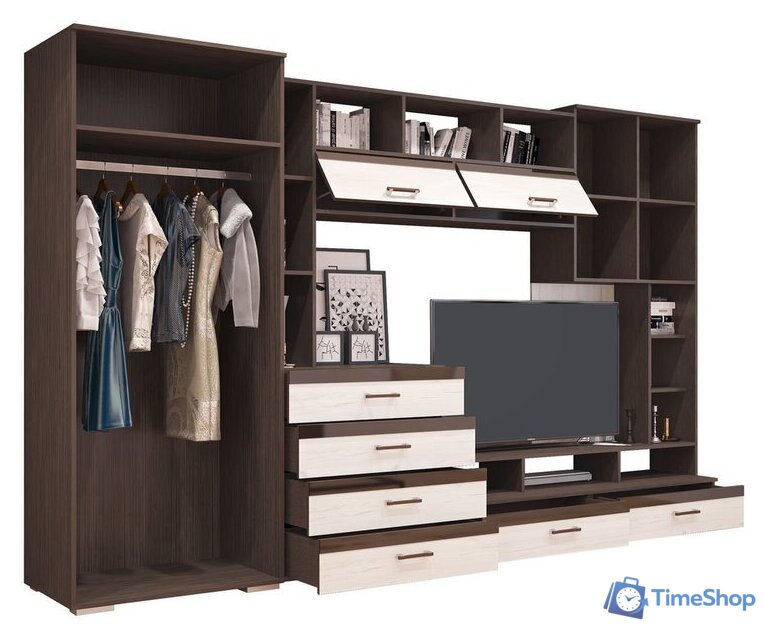 Стенка Горизонт Коста (МДФ венге-белый глянец) - Изображение №1 — Интернет-магазин Time-Shop