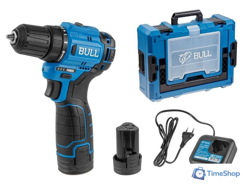 Дрель-шуруповерт Bull SR 1203 1329879 (с 2-мя АКБ, кейс) - Изображение №1 — Интернет-магазин Time-Shop