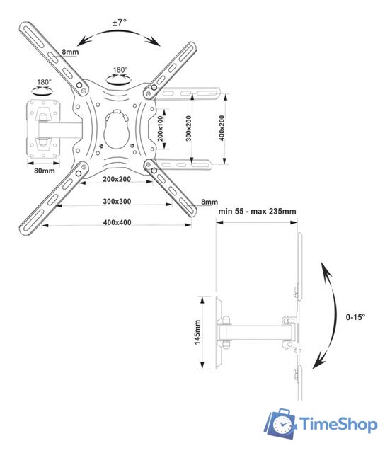 Кронштейн для телевизора Electric Light КБ-01-85 (черный) - Изображение №4 — Интернет-магазин Time-Shop