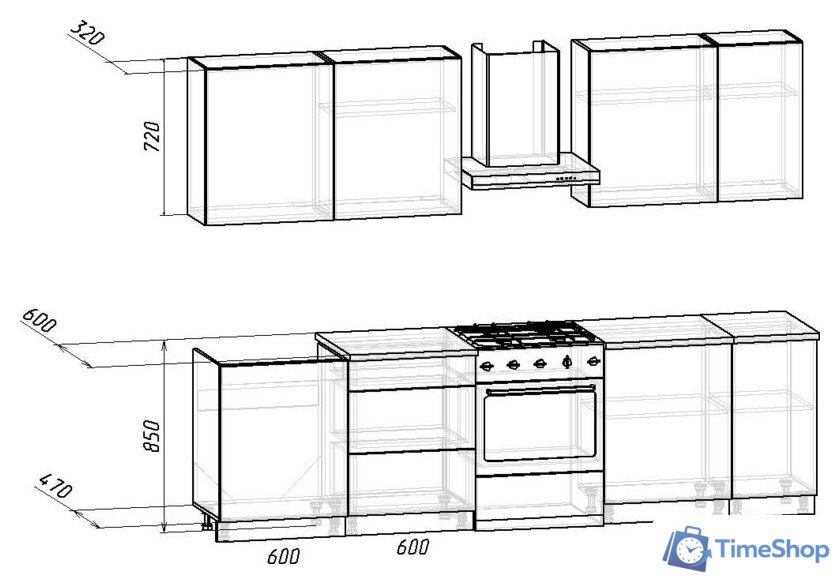 Готовая кухня Интермебель Микс Топ-7 2.2м (белый премиум/дуб крафт золотой/мрамор лацио белый) - Изображение №7 — Интернет-магазин Time-Shop
