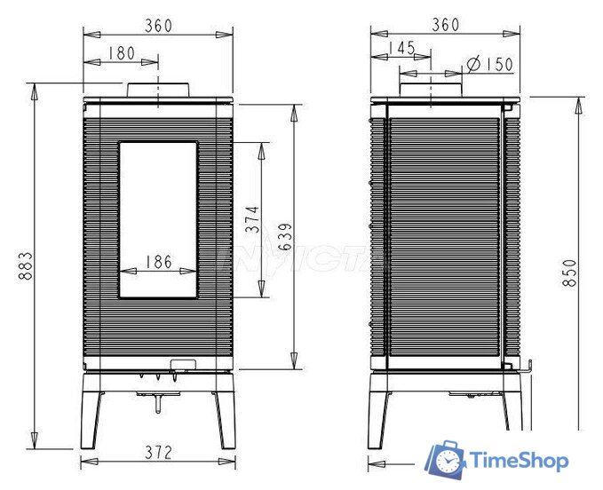 Свободностоящая печь-камин Invicta Iwaki Antracyt 6106-44 - Изображение №3 — Интернет-магазин Time-Shop