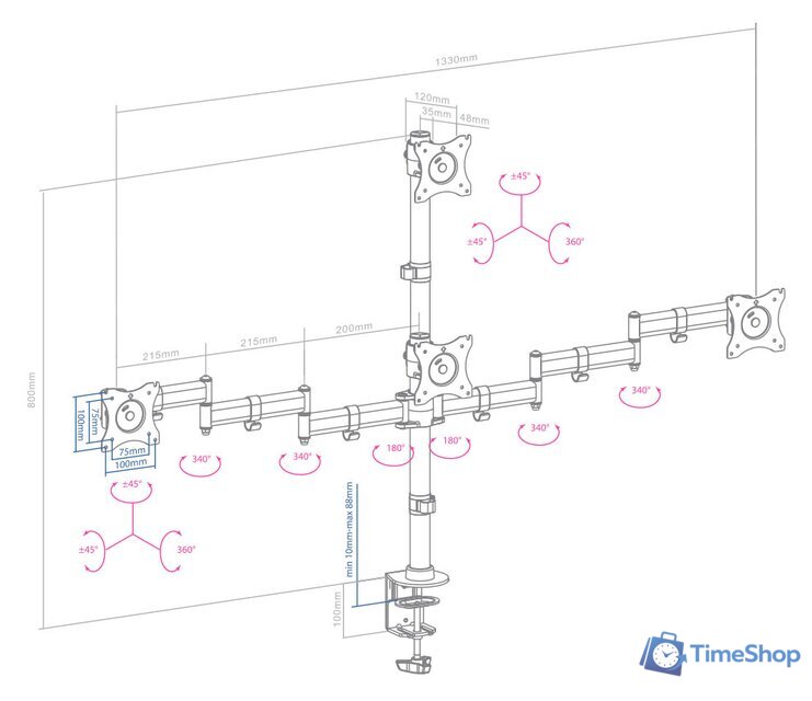 Кронштейн для монитора Arm Media LCD-T16 - Изображение №2 — Интернет-магазин Time-Shop