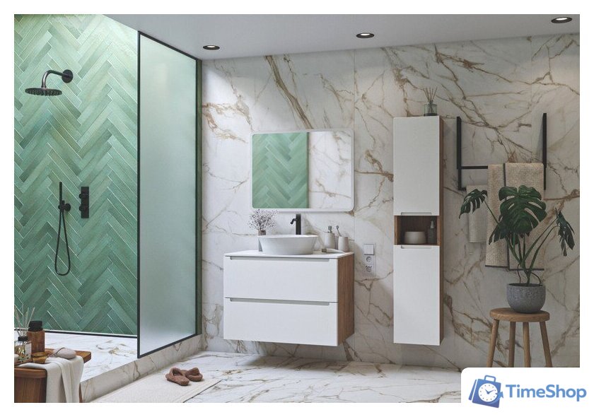  ЗОВ Тумба под умывальник Дион 70 D70LHO0M9003MKV5-KP13W (белый матовый/дуб) - Изображение №4 — Интернет-магазин Time-Shop