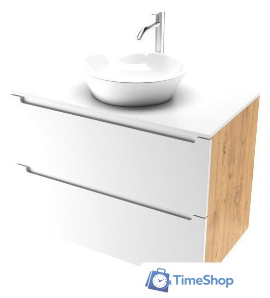  ЗОВ Тумба под умывальник Дион 70 D70LHO0M9003MKV5-KP13W (белый матовый/дуб) - Изображение №1 — Интернет-магазин Time-Shop