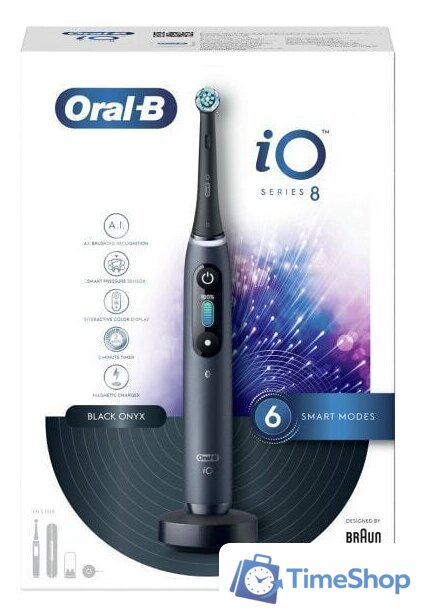 Электрическая зубная щетка Oral-B iO 8n (черный, 2 насадки) - Изображение №2 — Интернет-магазин Time-Shop