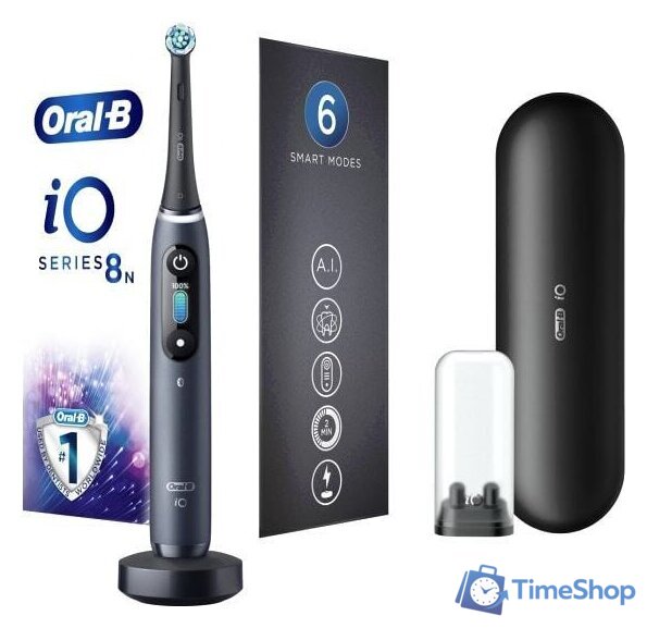 Электрическая зубная щетка Oral-B iO 8n (черный, 2 насадки) - Изображение №1 — Интернет-магазин Time-Shop