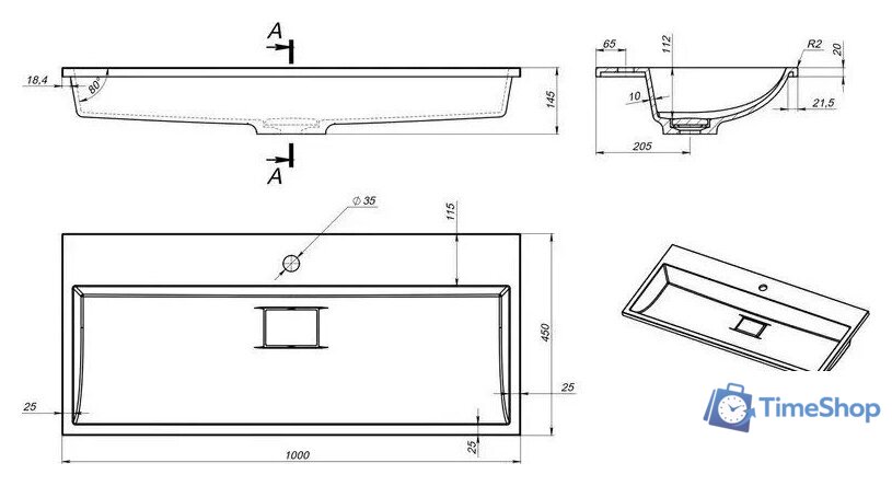 Умывальник Versalia Absolute 100 Black - Изображение №3 — Интернет-магазин Time-Shop