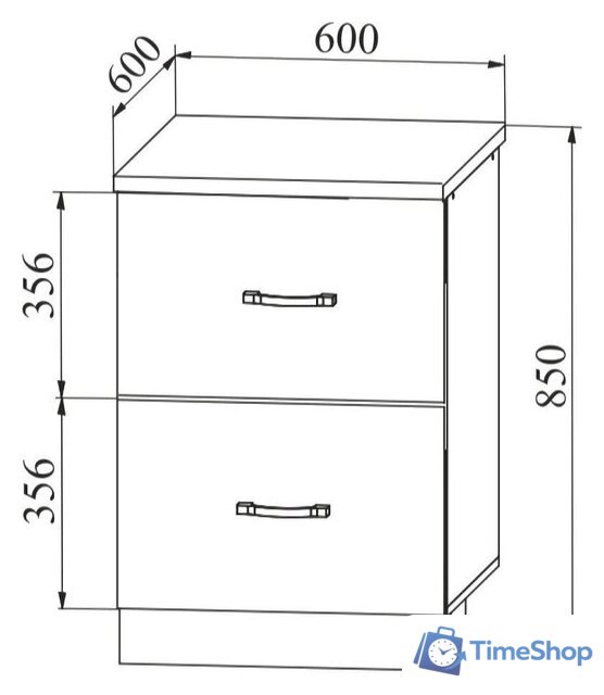 Шкаф напольный ДСВ Тренто СК2 600 (серый/белый) - Изображение №2 — Интернет-магазин Time-Shop