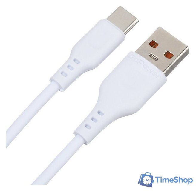Кабель GoPower 00-00018565 USB Type-A - USB Type-C (1 м, белый) - Изображение №1 — Интернет-магазин Time-Shop