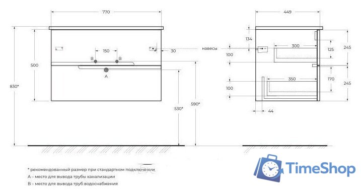  Cezares Тумба под умывальник DUET-N-800-2C-SO-AS-P - Изображение №2 — Интернет-магазин Time-Shop