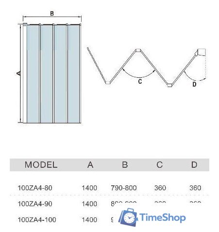 Стеклянная шторка для ванны WeltWasser WW100 100ZA4-80 - Изображение №2 — Интернет-магазин Time-Shop
