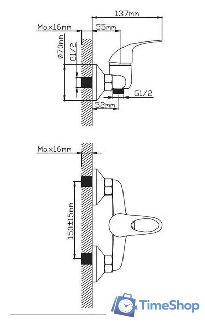Смеситель Diadonna Д20-150 - Изображение №2 — Интернет-магазин Time-Shop