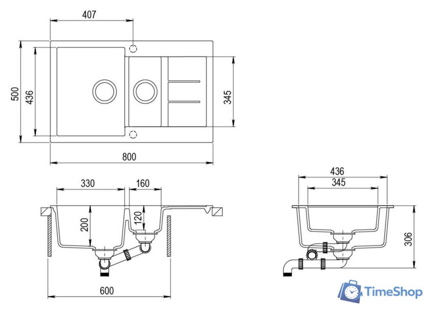 Кухонная мойка Aquasanita Tesa SQT151AW (светло-серый 221) - Изображение №2 — Интернет-магазин Time-Shop