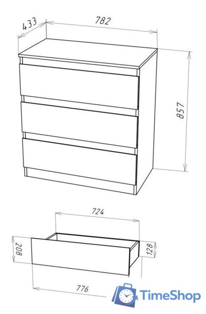 Комод НК-Мебель Stern Т-3 3-я 72674921 16мм (дуб сонома) - Изображение №4 — Интернет-магазин Time-Shop