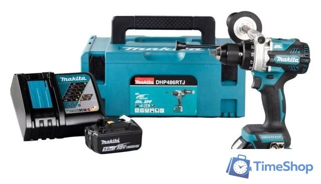 Ударная дрель-шуруповерт Makita DHP486RTJ (с 2-мя АКБ 5 Ач, кейс) - Изображение №1 — Интернет-магазин Time-Shop