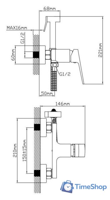 Смеситель с лейкой для биде AV Engineering AVNEO2-A170-120 - Изображение №2 — Интернет-магазин Time-Shop
