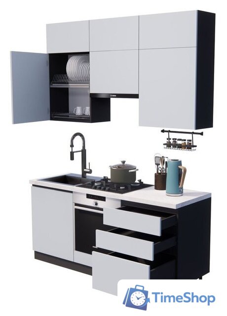 Готовая кухня ВерсоМебель Эко Премиум 1.8 (сумеречный голубой/ст. мрамор лацио) - Изображение №2 — Интернет-магазин Time-Shop