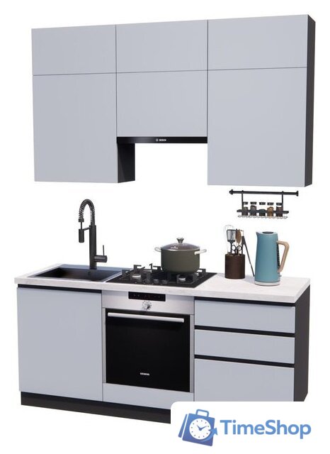 Готовая кухня ВерсоМебель Эко Премиум 1.8 (сумеречный голубой/ст. мрамор лацио) - Изображение №1 — Интернет-магазин Time-Shop