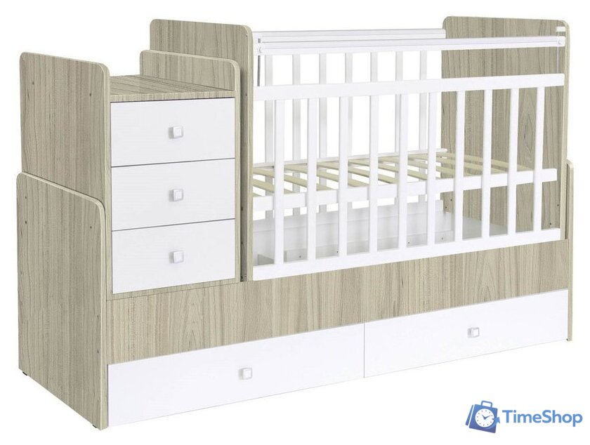 Кроватка-трансформер Фея 1100 (вяз/белый) - Изображение №1 — Интернет-магазин Time-Shop