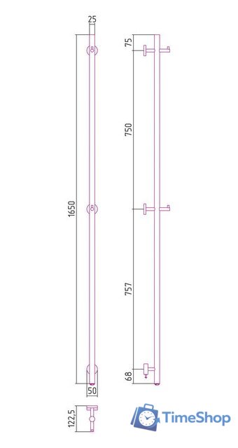 Полотенцесушитель Сунержа Аскет 1650 30-0850-1650 - Изображение №3 — Интернет-магазин Time-Shop