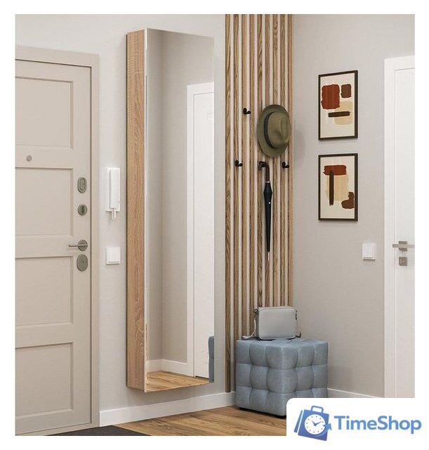 Тумба для обуви Трия Тип 16 с зеркалом (дуб сонома/белая шагрень) - Изображение №10 — Интернет-магазин Time-Shop