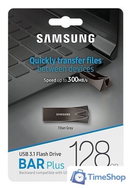USB Flash Samsung BAR Plus 128GB (титан) - Изображение №7 — Интернет-магазин Time-Shop